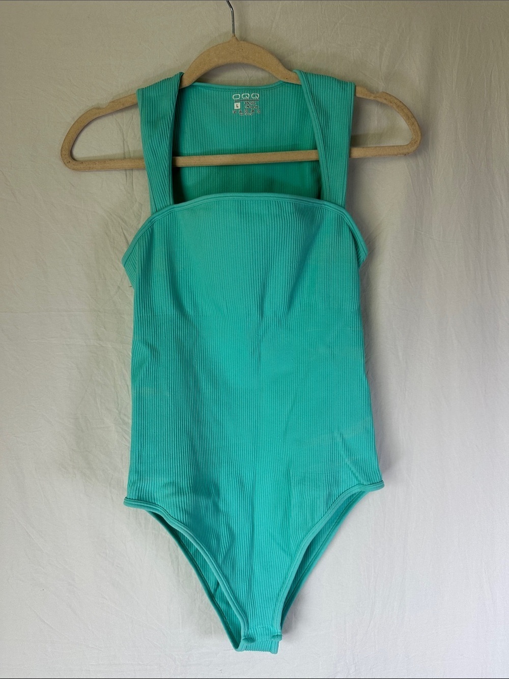 Women’s Ribbed Turquoise Bodysuit - Picture 1 of 3